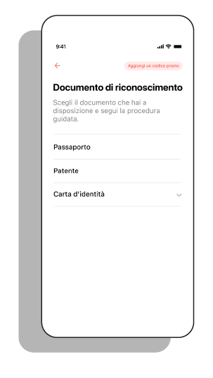 UX inserimento documento dell'utente sull'app Satispay per Minorenni